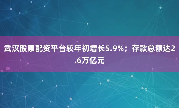 武汉股票配资平台较年初增长5.9%；存款总额达2.6万亿元